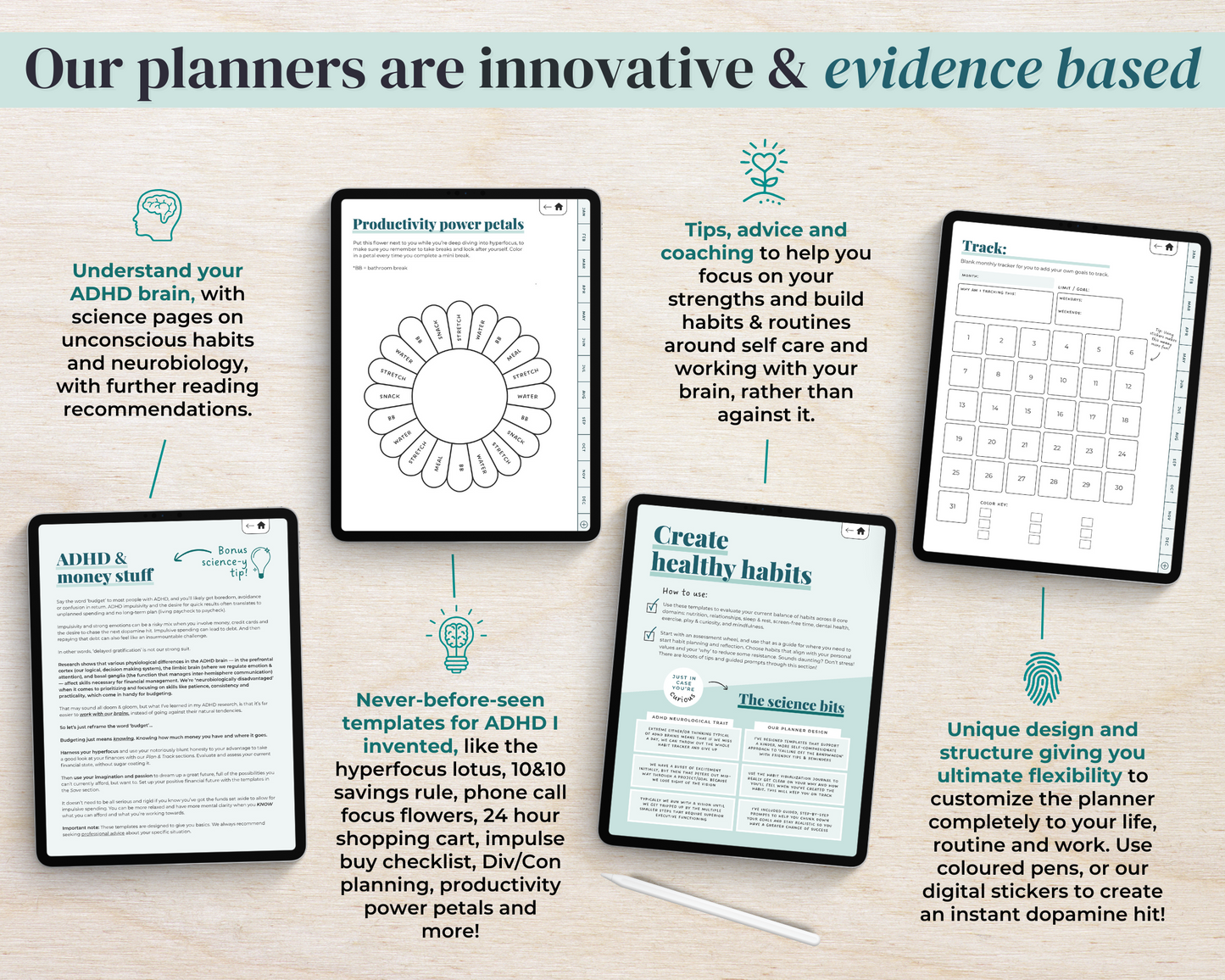 FOREST GREEN - ADHD Digital Planner for iPad & Android tablets