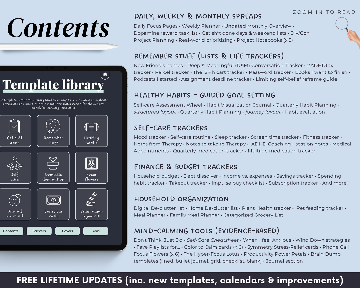DARK MODE - ADHD Digital Planner for iPad & Android tablets