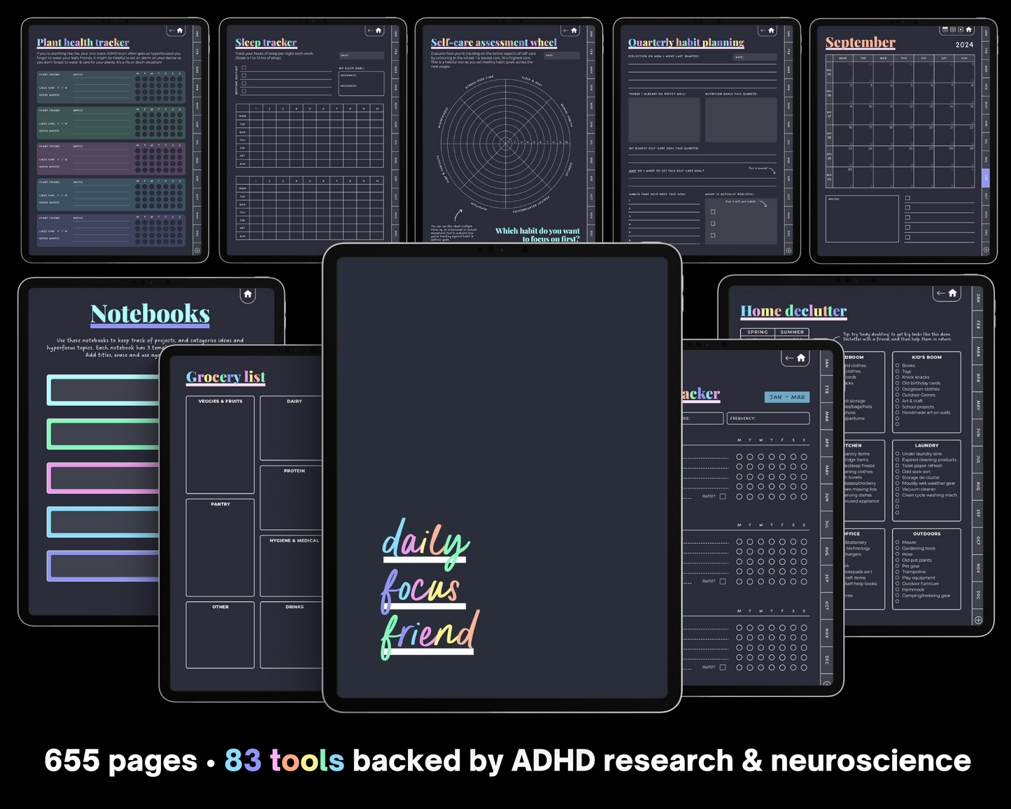 DARK RAINBOW - ADHD Digital Planner for iPad & Android tablets