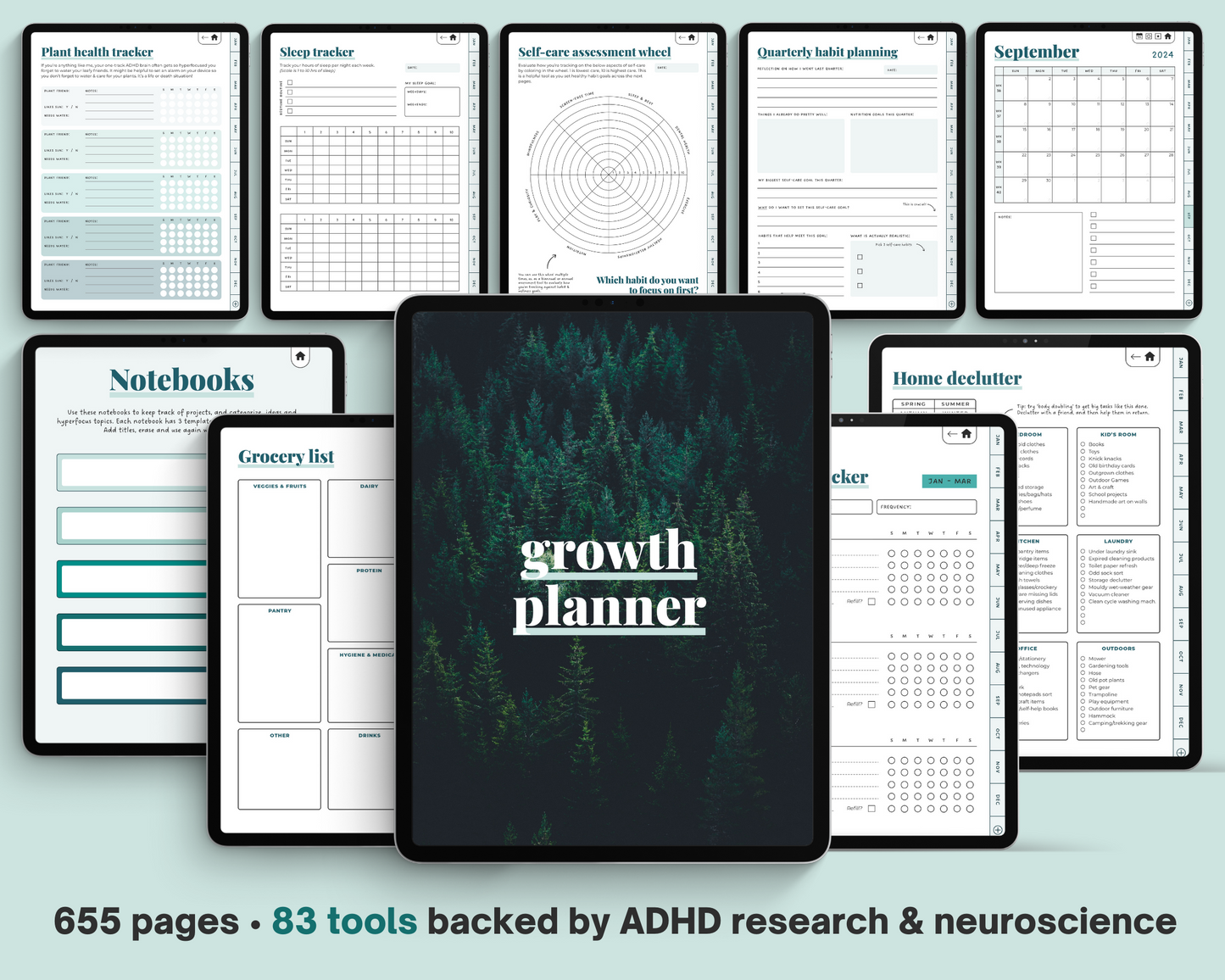 FOREST GREEN - ADHD Digital Planner for iPad & Android tablets