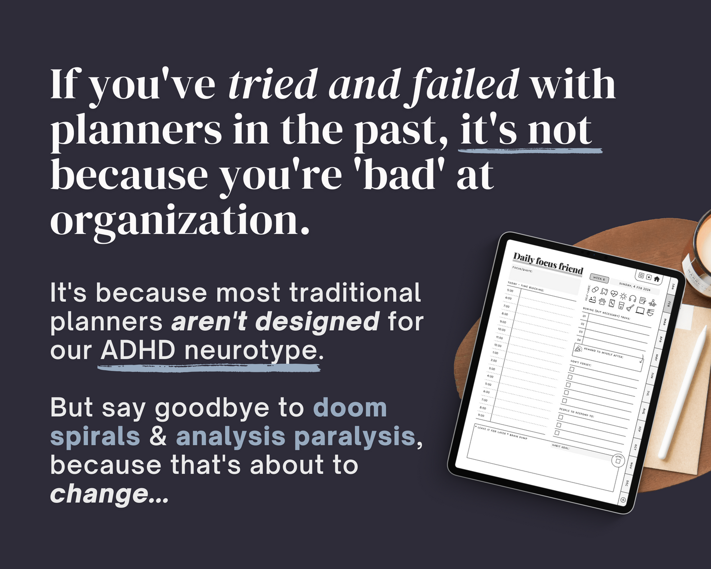 MONOCHROME - ADHD Digital Planner for iPad & Android tablets