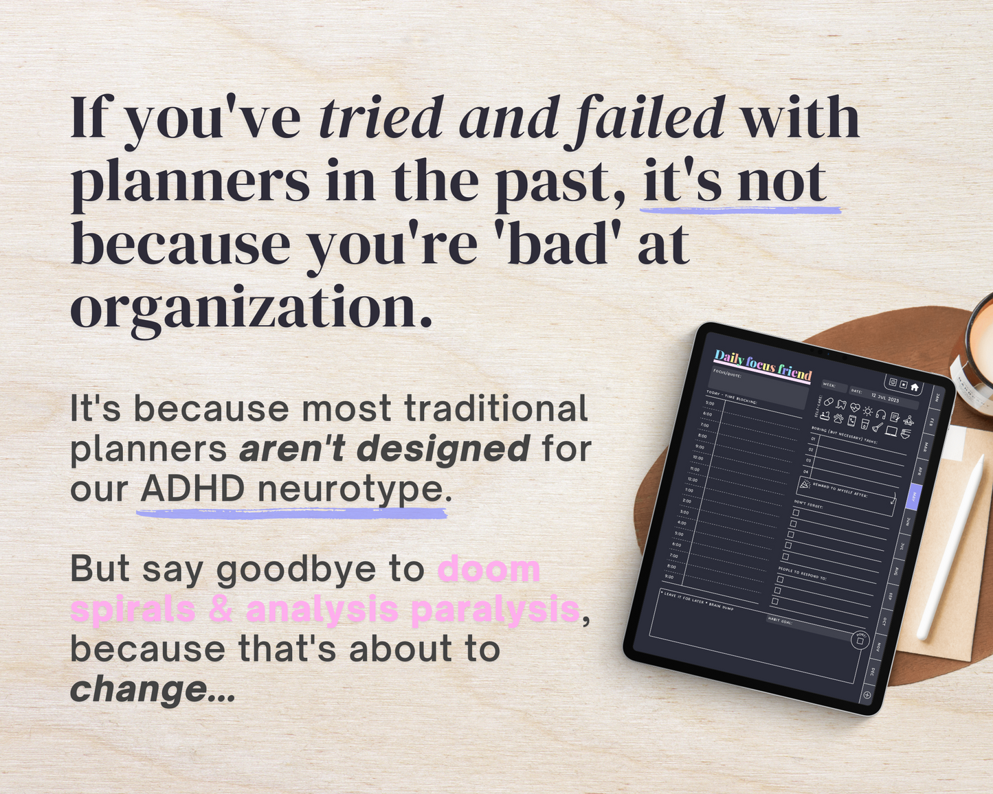 DARK RAINBOW - ADHD Digital Planner for iPad & Android tablets