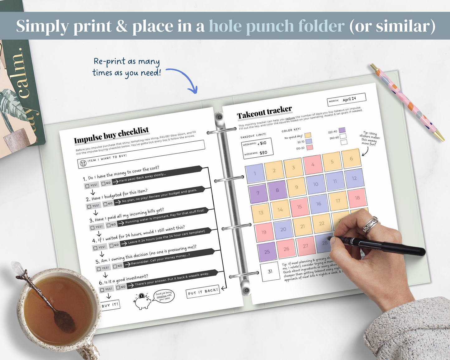 MONOCHROME PRINTABLE - ADHD Planner, Self Care & Habits Workbook & Journal