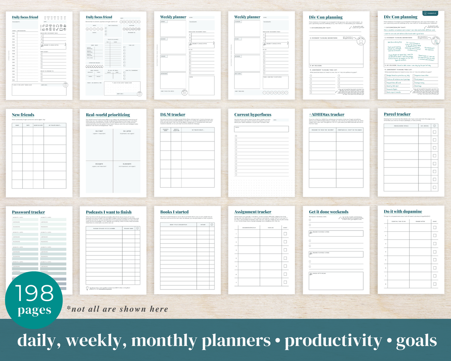 FOREST GREEN PRINTABLE - ADHD Planner, Self Care & Habits Workbook & Journal