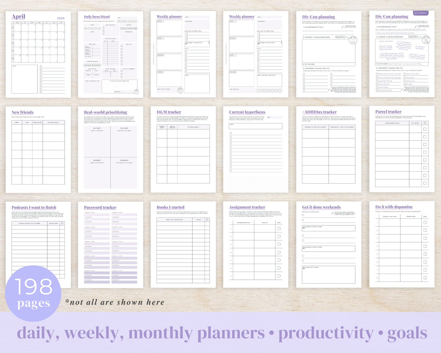 LAVENDER PRINTABLE - ADHD Planner, Self Care & Habits Workbook & Journal