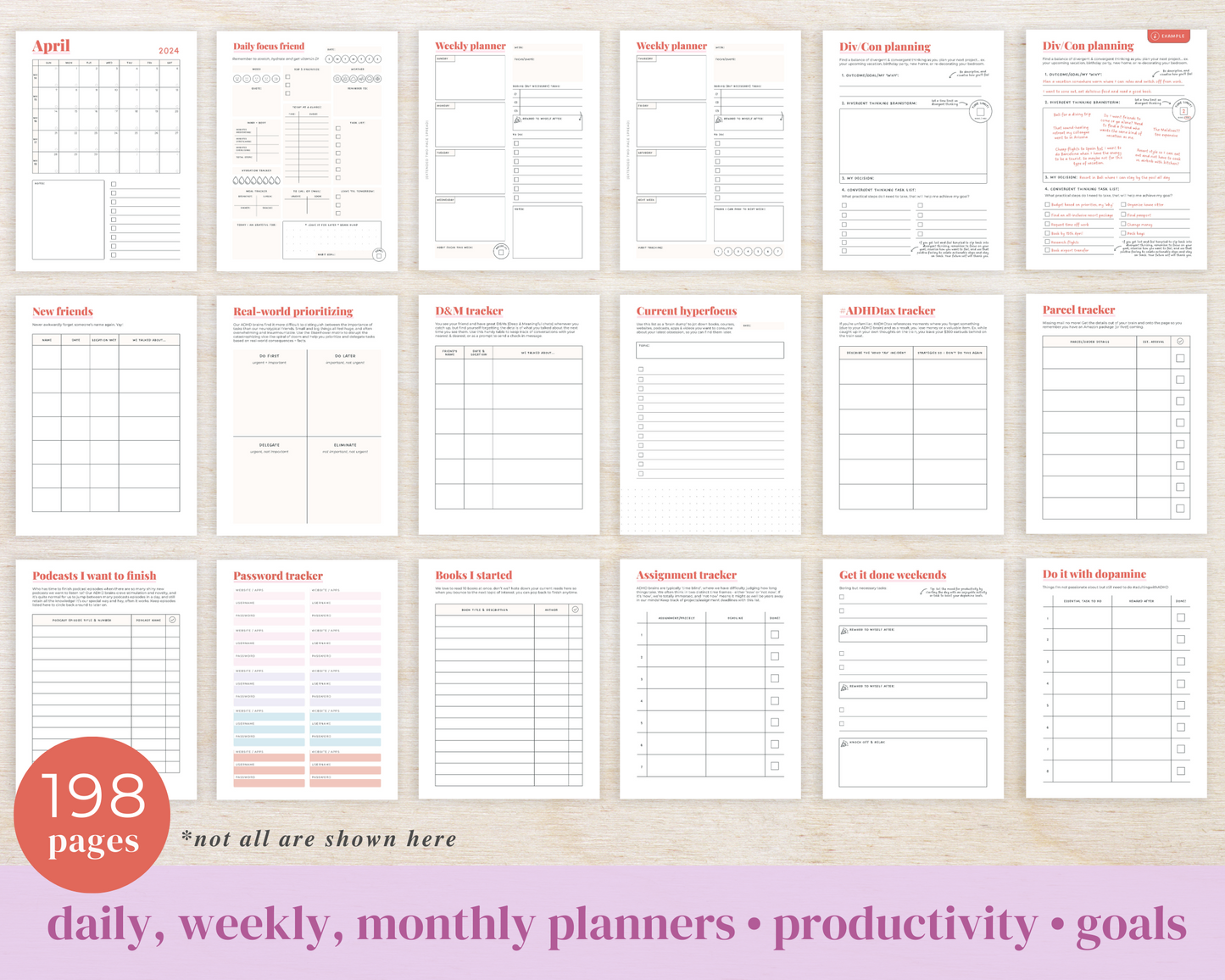 SORBET PRINTABLE - ADHD Planner, Self Care & Habits Workbook & Journal