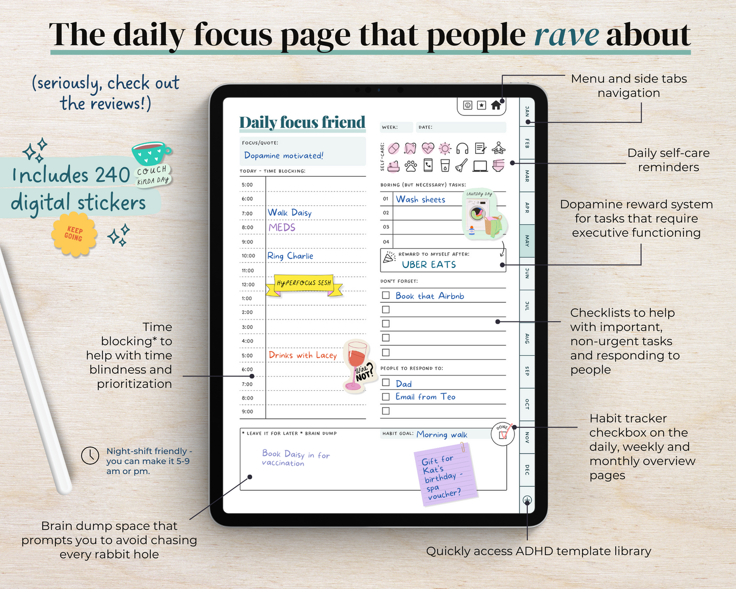 FOREST GREEN - ADHD Digital Planner for iPad & Android tablets