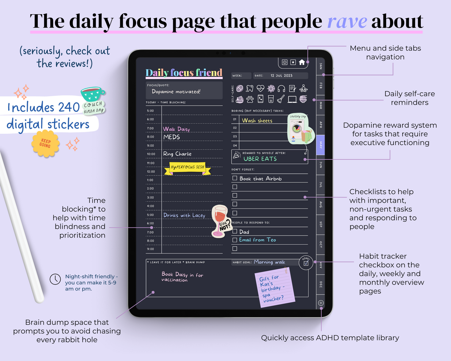 DARK RAINBOW - ADHD Digital Planner for iPad & Android tablets