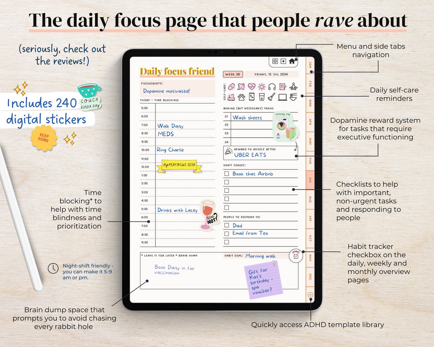 SUNSET - ADHD Digital Planner for iPad & Android tablets