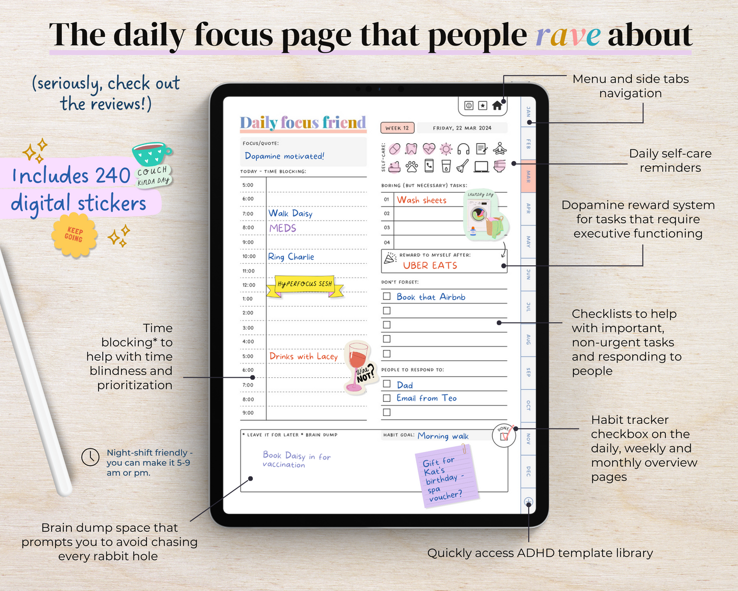 RAINBOW - ADHD Digital Planner for iPad & Android tablets