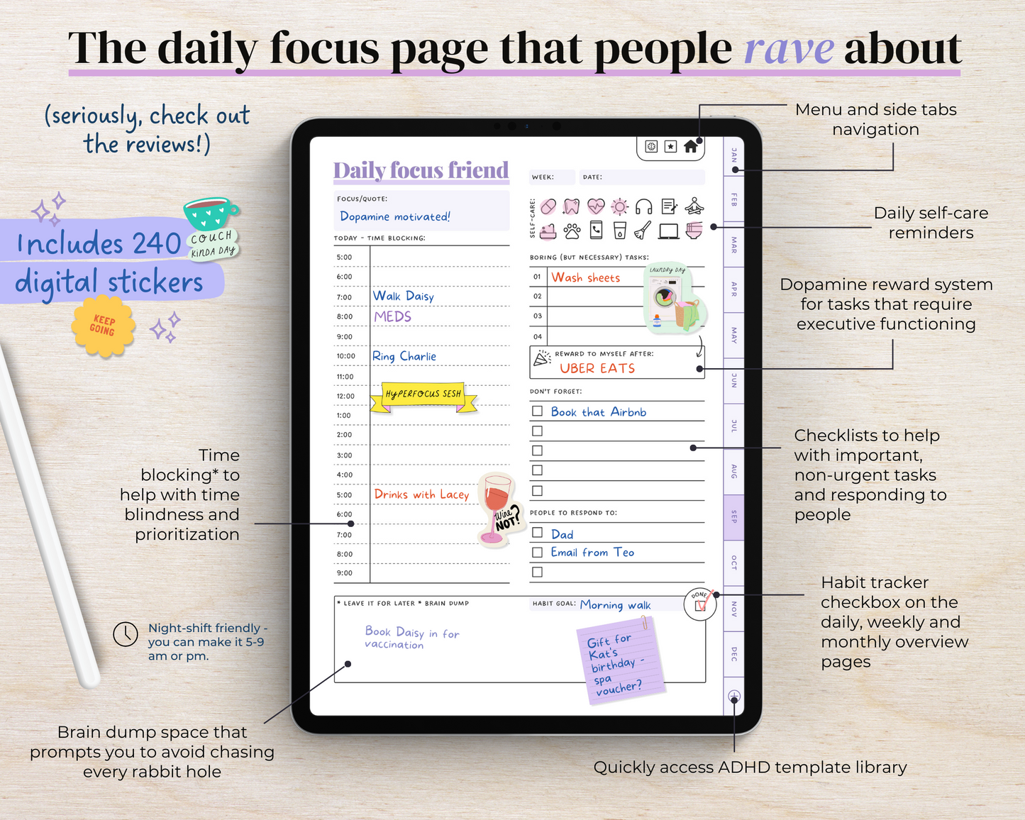 LAVENDER - ADHD Digital Planner for iPad & Android tablets