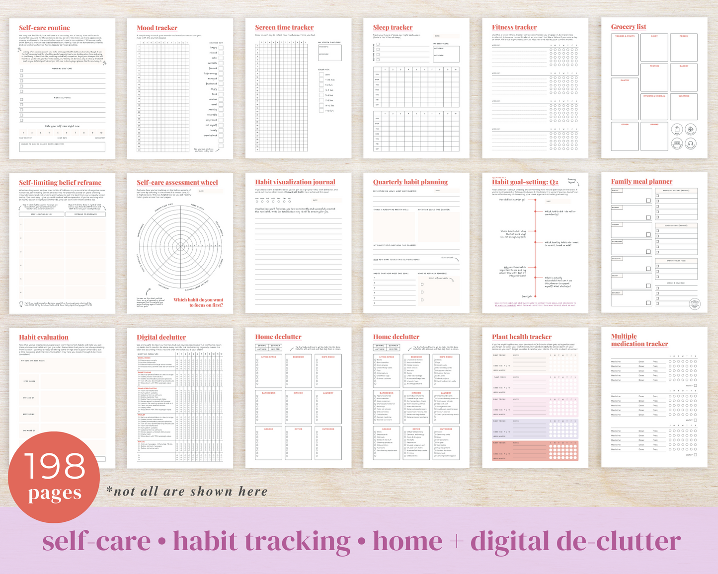 SORBET PRINTABLE - ADHD Planner, Self Care & Habits Workbook & Journal