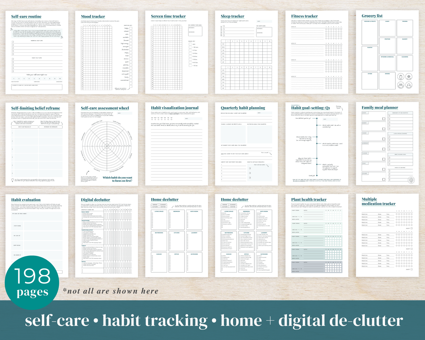 FOREST GREEN PRINTABLE - ADHD Planner, Self Care & Habits Workbook & Journal