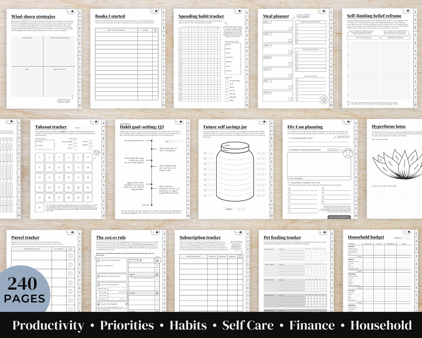 MONOCHROME - ADHD Digital Planner for iPad & Android tablets