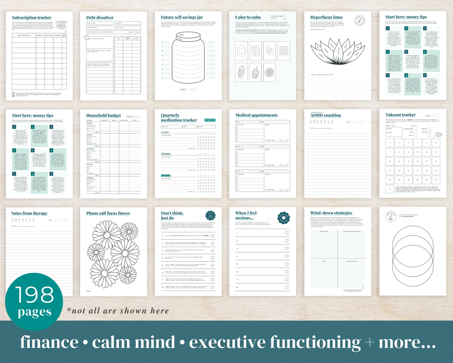 FOREST GREEN PRINTABLE - ADHD Planner, Self Care & Habits Workbook & Journal