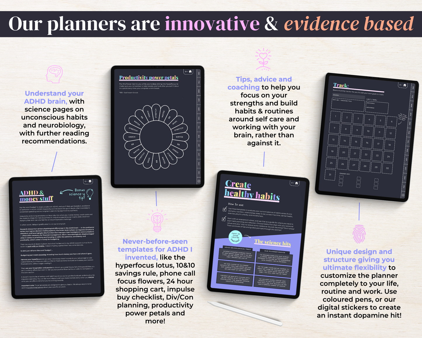 DARK RAINBOW - ADHD Digital Planner for iPad & Android tablets