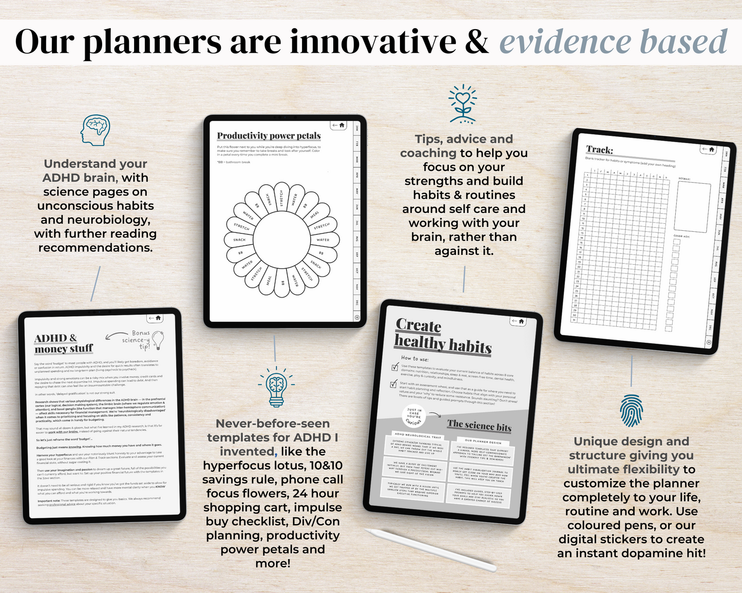 MONOCHROME - ADHD Digital Planner for iPad & Android tablets