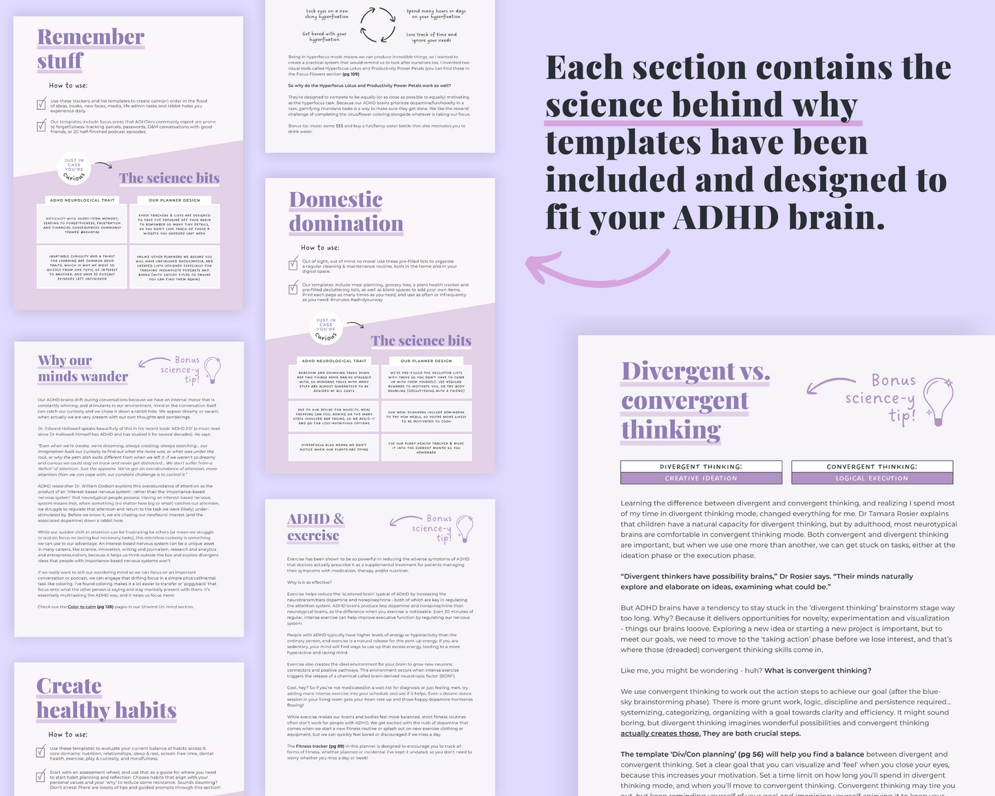 LAVENDER PRINTABLE - ADHD Planner, Self Care & Habits Workbook & Journal