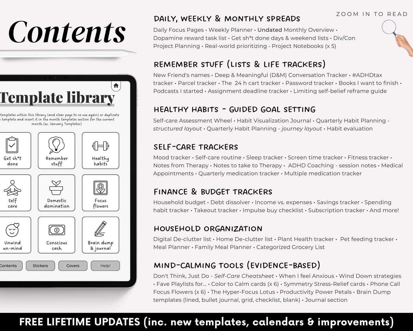 MONOCHROME - ADHD Digital Planner for iPad & Android tablets