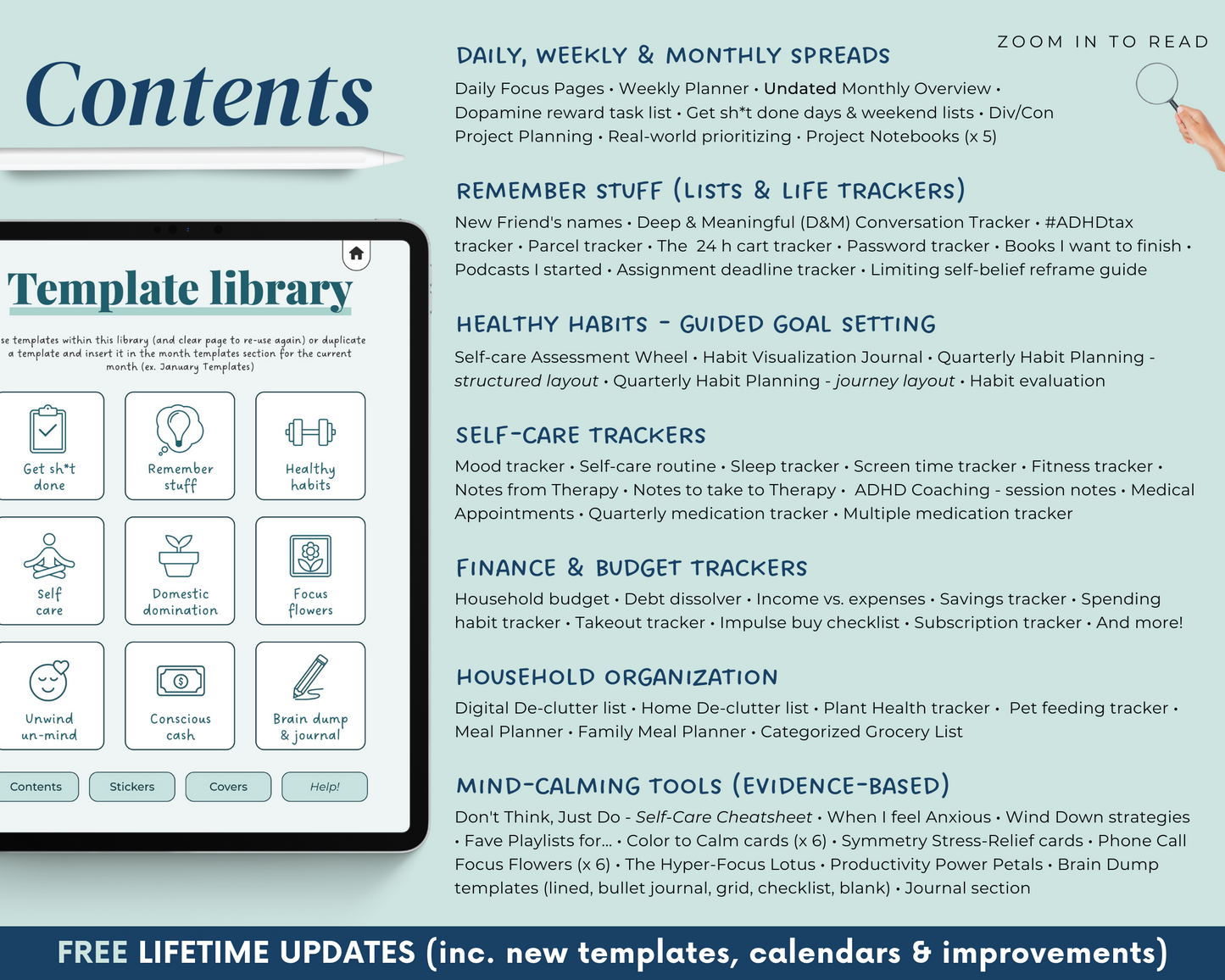 FOREST GREEN - ADHD Digital Planner for iPad & Android tablets