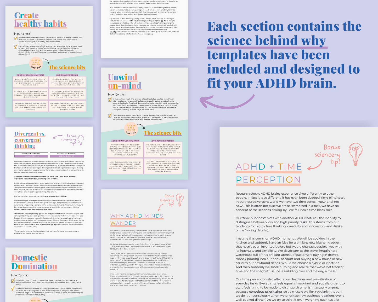 RAINBOW PRINTABLE - ADHD Planner, Self Care & Habits Workbook & Journal