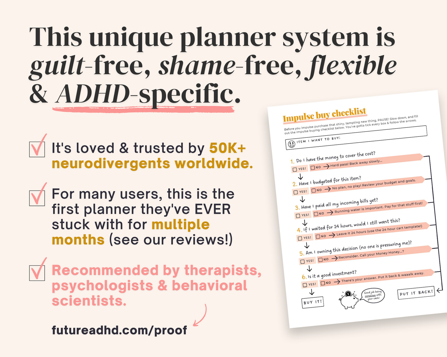 SUNSET PRINTABLE - ADHD Planner, Self Care & Habits Workbook & Journal