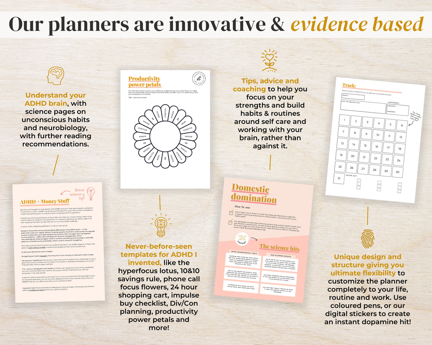 SUNSET PRINTABLE - ADHD Planner, Self Care & Habits Workbook & Journal