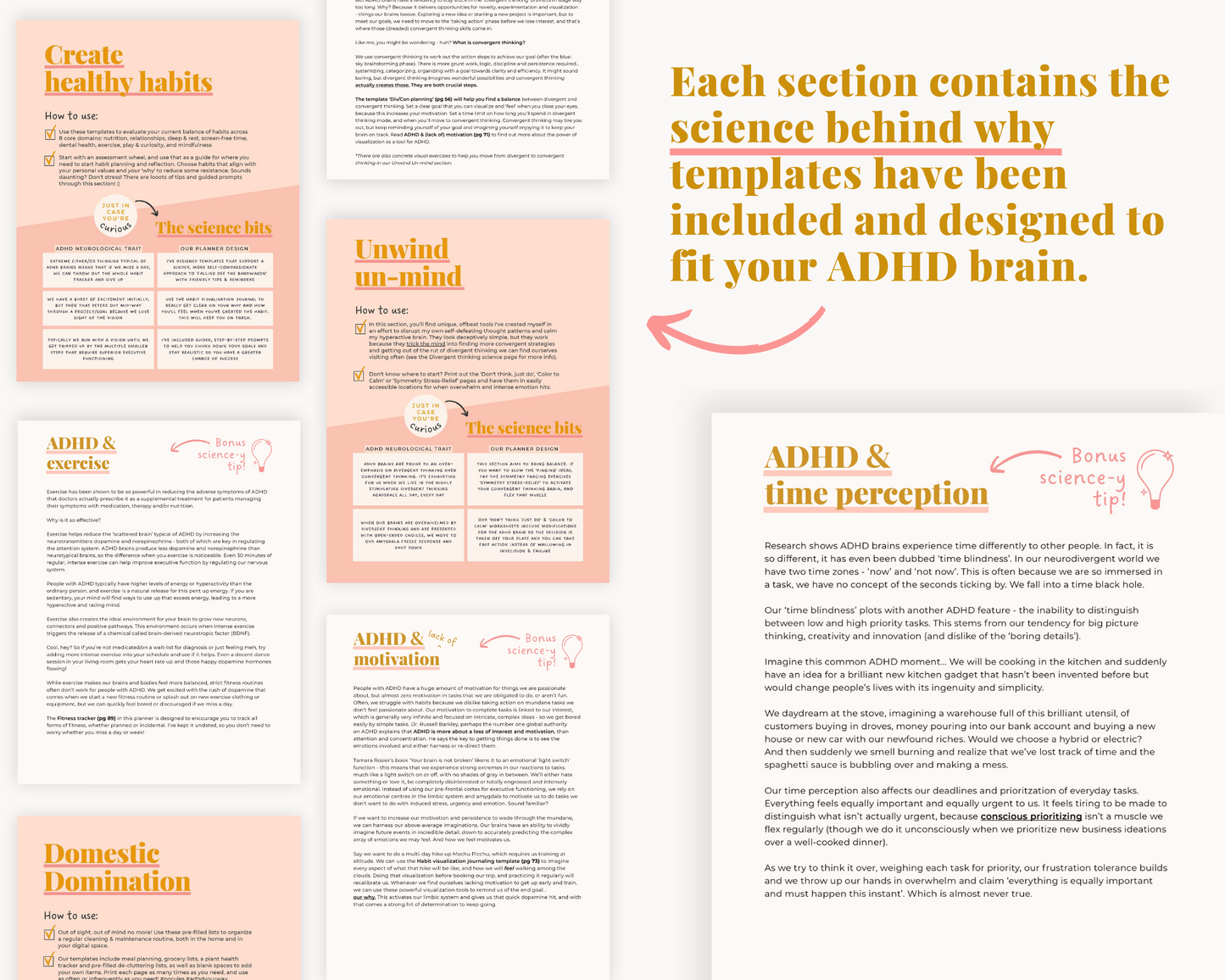 SUNSET PRINTABLE - ADHD Planner, Self Care & Habits Workbook & Journal